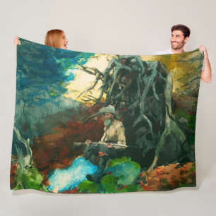 Campfire Mountain Man Adirondacks Winslow Homer  Fleece Blanket