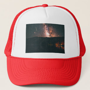 campfire night sky trucker hat