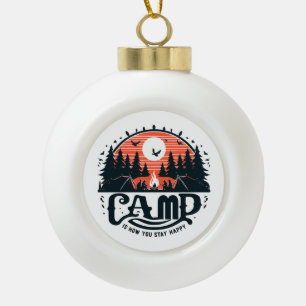 Campfire Nights Amid Pine Forests Ceramic Ball Christmas Ornament