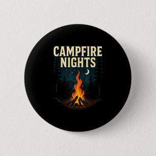Campfire nights camping forest mountains  6 cm round badge