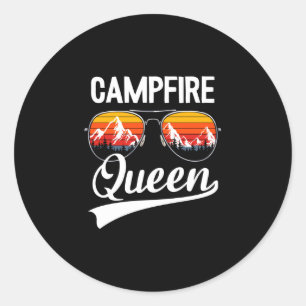 Campfire queen cousin camp crew outdoor camper classic round sticker