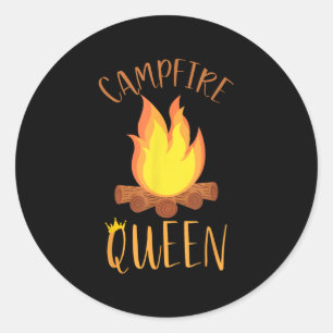 Campfire Queen Funny Outdoor Camping  Classic Round Sticker