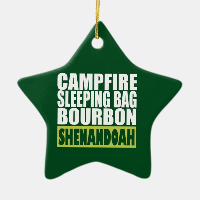 Campfire Sleeping Bag Bourbon Shenandoah Ceramic Tree Decoration (Front)