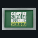 Campfire Sleeping Bag Bourbon Shenandoah Rectangular Belt Buckle<br><div class="desc">What else do you need in life?  The outdoor life is calling you in Shenandoah!</div>