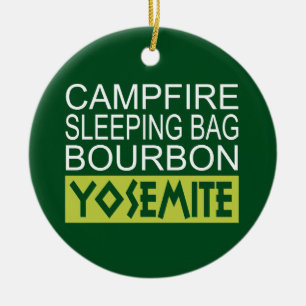Campfire Sleeping Bag Bourbon Yosemite Ceramic Tree Decoration