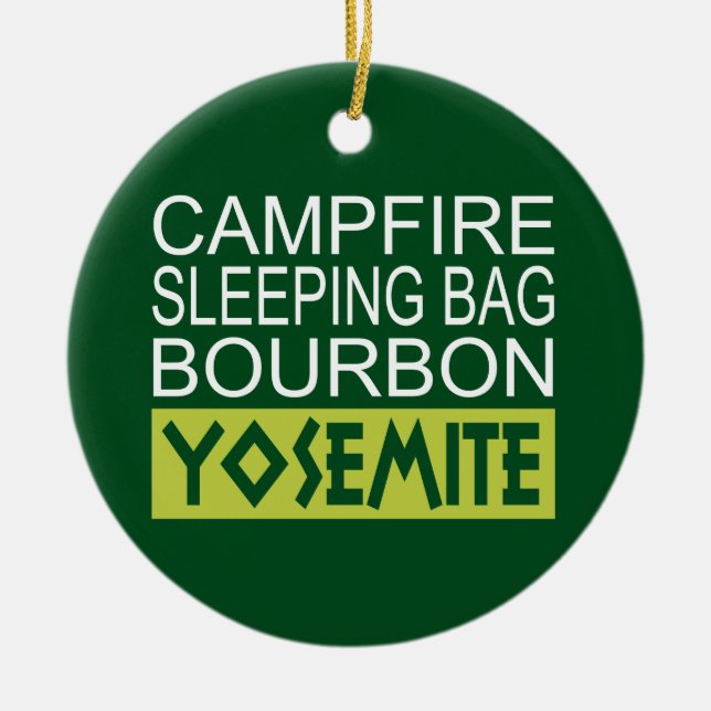Campfire Sleeping Bag Bourbon Yosemite Ceramic Tree Decoration (Front)