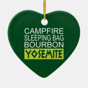 Campfire Sleeping Bag Bourbon Yosemite Ceramic Tree Decoration