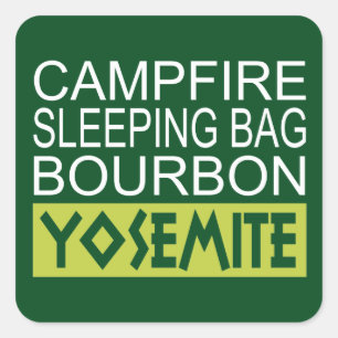 Campfire Sleeping Bag Bourbon Yosemite Square Sticker