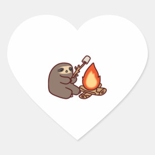 Campfire Sloth Heart Sticker
