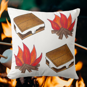 Campfire Smores Toasted Marshmallow S'mores Cushion