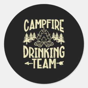 Campfire Team Camping Funny Camp Camper Dad Men Wo Classic Round Sticker