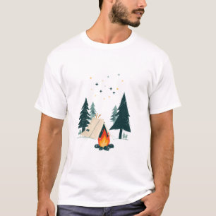 Campfire Under Starry Night Sky T-Shirt