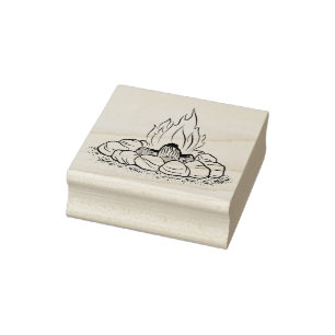 Campfire with Rocks Rubber Stamp