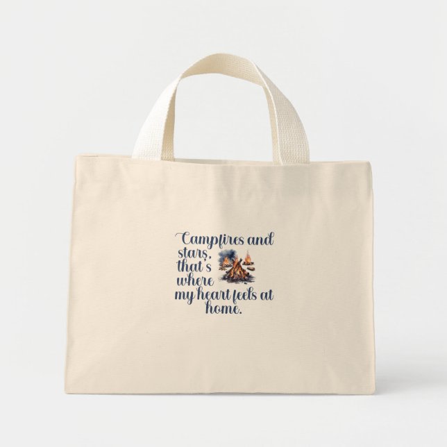 Campfires and stars, that's where my heart feels  mini tote bag (Front)