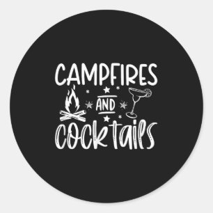 Campfires And Tails Funny Camper Camping Funny Dri Classic Round Sticker