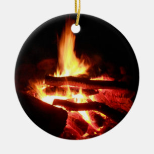 Campground Fire Ceramic Ornament