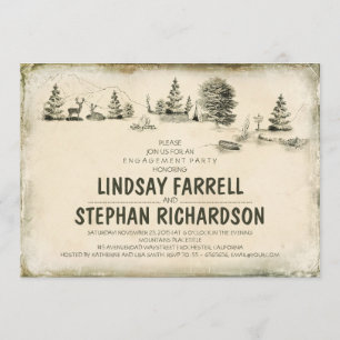 Campground Illustration Camping engagement party Invitation