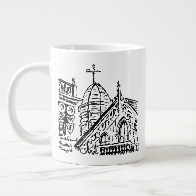 Campground Motif by Babbie - Martha's Vineyard Large Coffee Mug (Left)