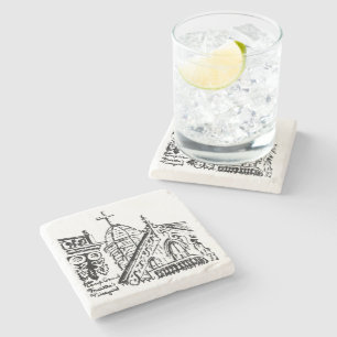 Campground Motif by Babbie - Martha's Vineyard Stone Coaster