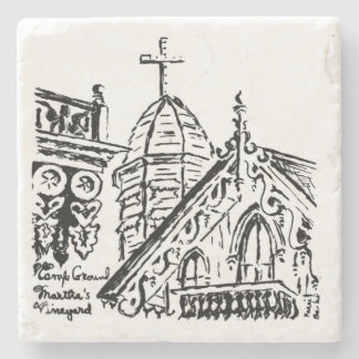 Campground Motif by Babbie - Martha's Vineyard Stone Coaster