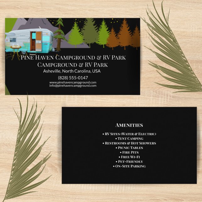 Campground & RV Park Rustic Outdoor Design Business Card (Creator Uploaded)
