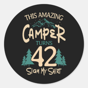 Camping 42nd Birthday Camper Party Campfire Tent H Classic Round Sticker
