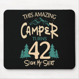 Camping 42nd Birthday Camper Party Campfire Tent H Mouse Pad