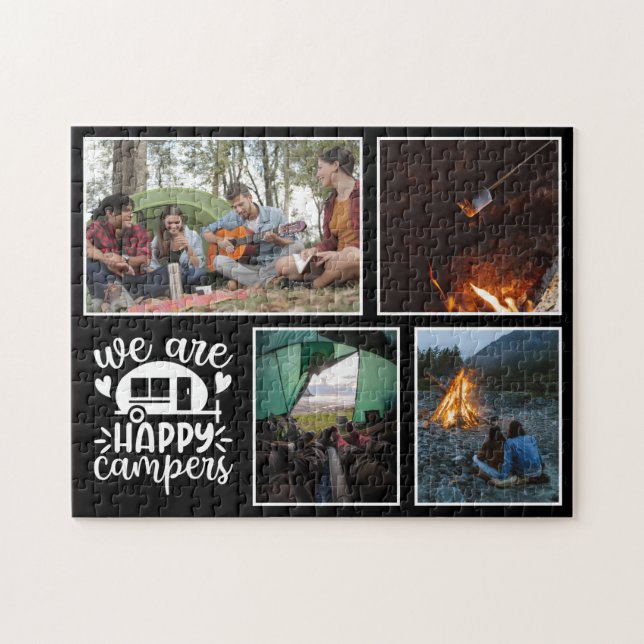 Camping 4 Photo Collage Keepsake Jigsaw Puzzle (Horizontal)