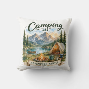 Camping Adventure Awaits Mountain Lake Wilderness  Cushion