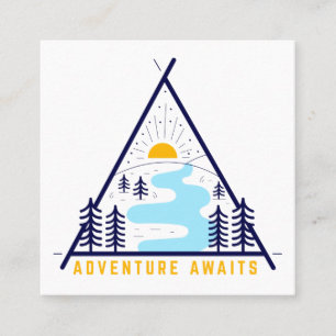 Camping adventure awaits square business card