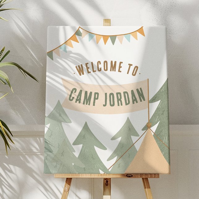 Camping Adventure Boy Birthday Party Welcome Sign (Creator Uploaded)
