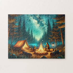 Camping Adventure Father & Child Campfire Jigsaw Puzzle