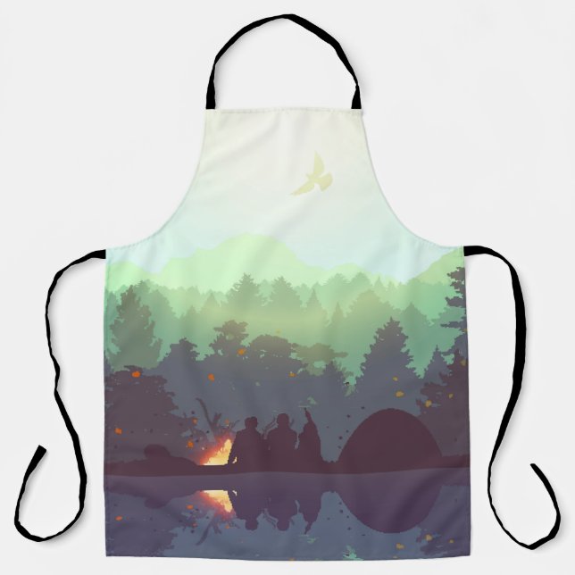Camping Adventure Forest Mountain Illustration Apron (Front)
