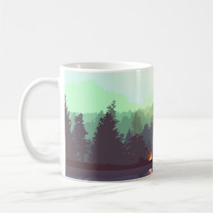 Camping Adventure Forest Mountain Illustration Coffee Mug