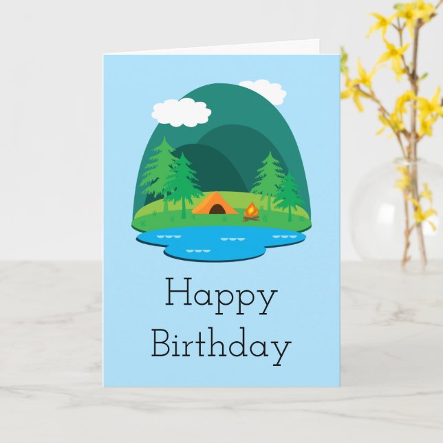 Camping Adventure Happy Birthday Card (Yellow Flower)
