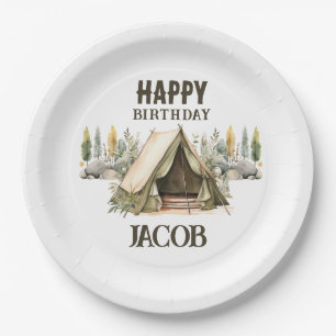 Camping Adventure Kids Birthday Party Paper Plate