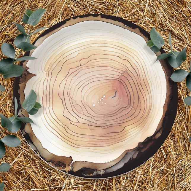 Camping Adventure Kids Birthday Party Wood Paper Plate (Creator Uploaded)