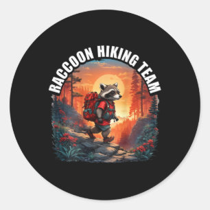 Camping Adventure Nature Racoon Hiking Mountains Classic Round Sticker