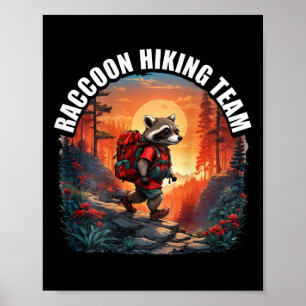 Camping Adventure Nature Racoon Hiking Mountains  Poster