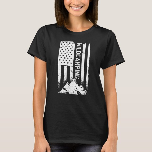 Camping American Flag Patriotic 5th Wheel Camper T-Shirt (Front)