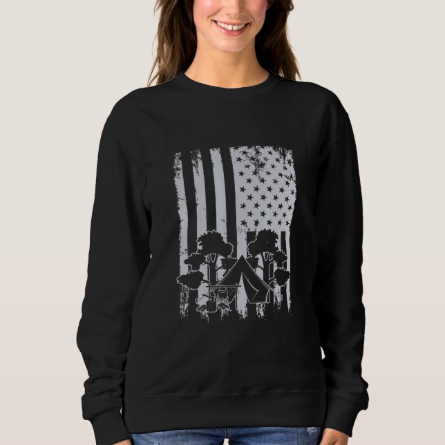 Camping American Flag Patriotic Camper Campfire Ou Sweatshirt (Front)