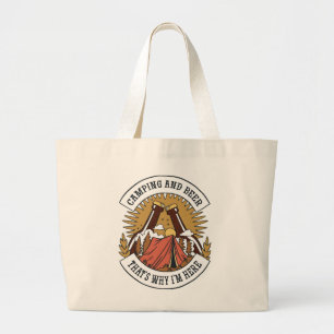 Camping and Beer Large Tote Bag