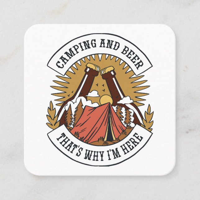 Camping and Beer Square Business Card (Front)
