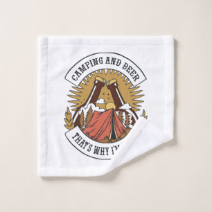 Camping and Beer Wash Cloth
