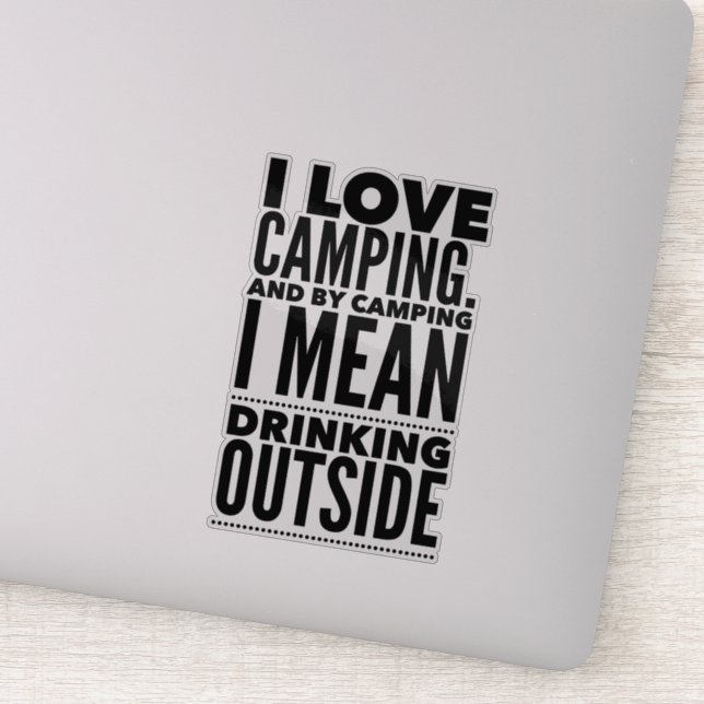 Camping and Drinking Custom-Cut Vinyl Sticker (Detail)