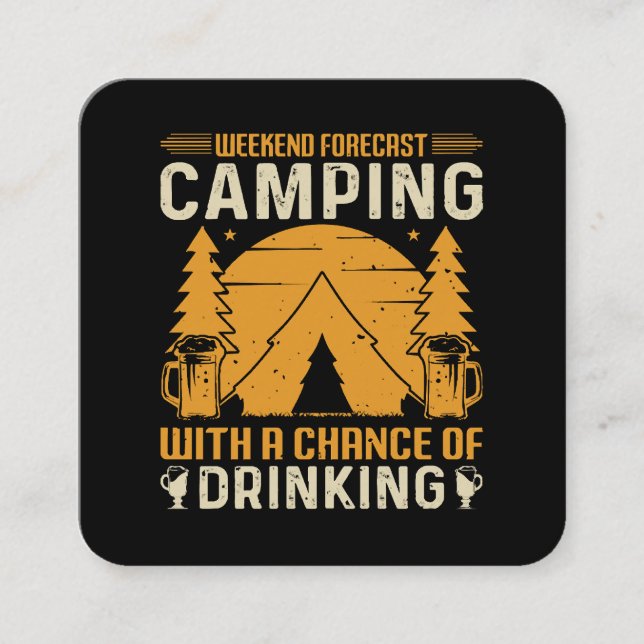 Camping and drinking square business card (Front)