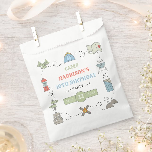 Camping Any Age Birthday Party Favour Bag (Clipped)