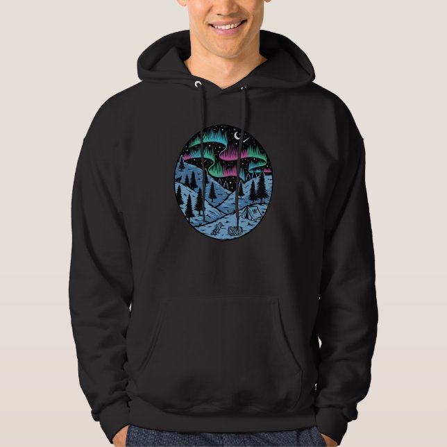 camping aurora for  northern & southern lights Cam Hoodie (Front)