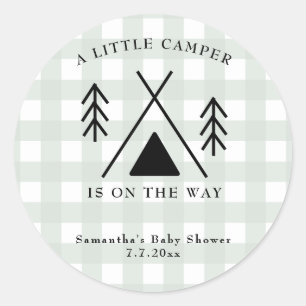 Camping baby shower classic round sticker