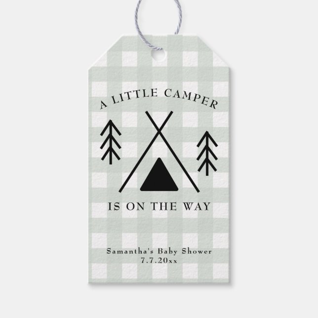 Camping baby shower gift tags (Front)